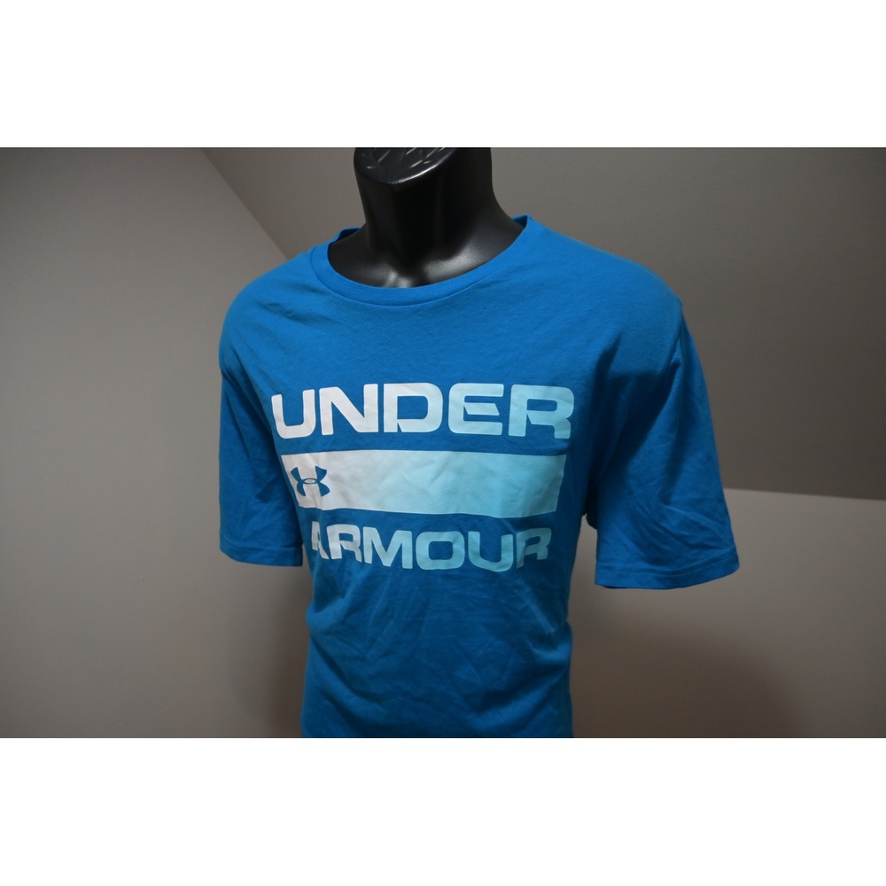 Under Armour T-Shirt Mens XL Blue Graphic Logo Loose Fit Athletic Excellent‎